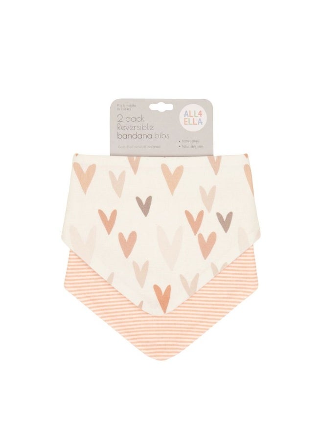 All4Ella Bandana Bibs 2 Pack - Hearts - Image 3