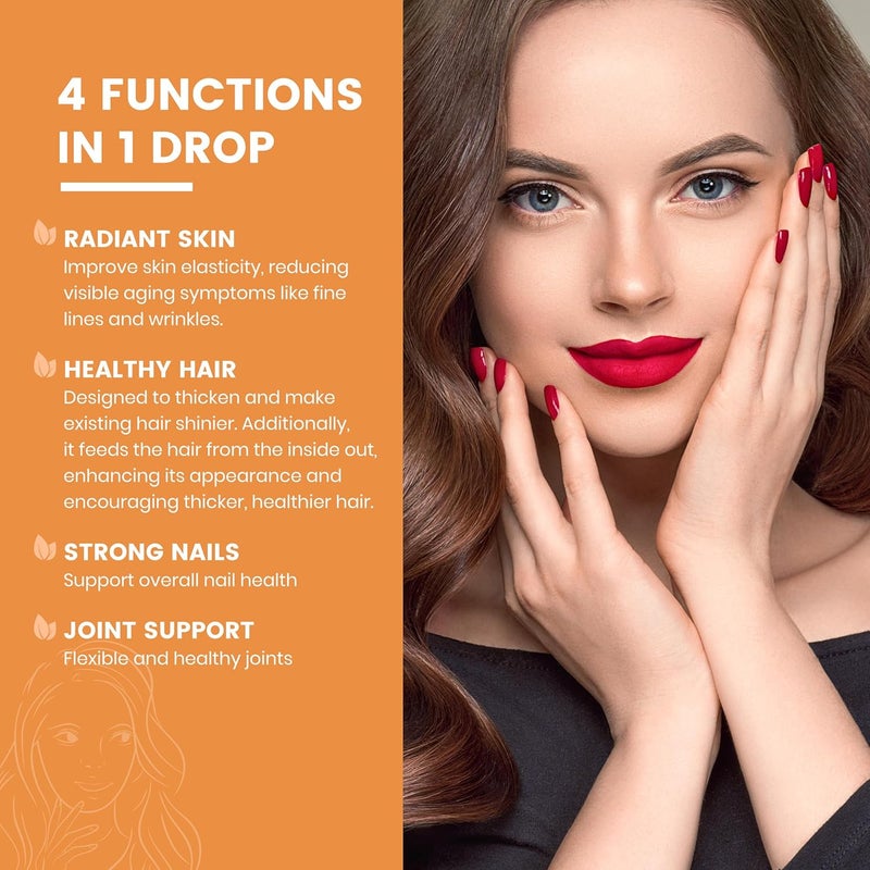 Heivy Liquid Collagen for Women Liquid Biotin  Collagen for Radiant Skin Hair Growth Strong Nails Joint Support 20500 mcg 4in1 Collagen Drops Advanced Absorption Raspberry Flavor 2 FL OZ - Image 3