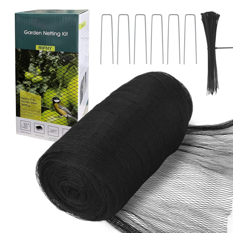 Bird Netting for Garden 13 x 40 FT Heavy Duty Anti Bird Netting Mesh with Ties and Landscape Staples for Vegetable Fruit Trees Other Plants Lasting Against Birds Deer Squirrels and Poultry