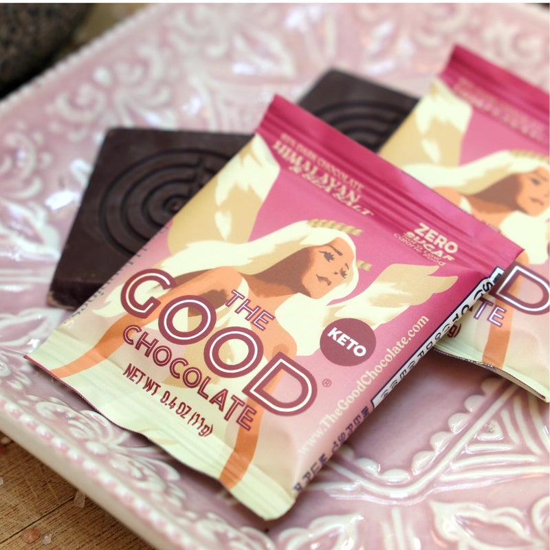 The Good Chocolate - Himalayan Salt Keto Chocolate Squares, Zero Sugar, Lower Net Carb Snack, Lower Calorie, Vegan Chocolate Candy, 24 Square Family Pack - Image 4