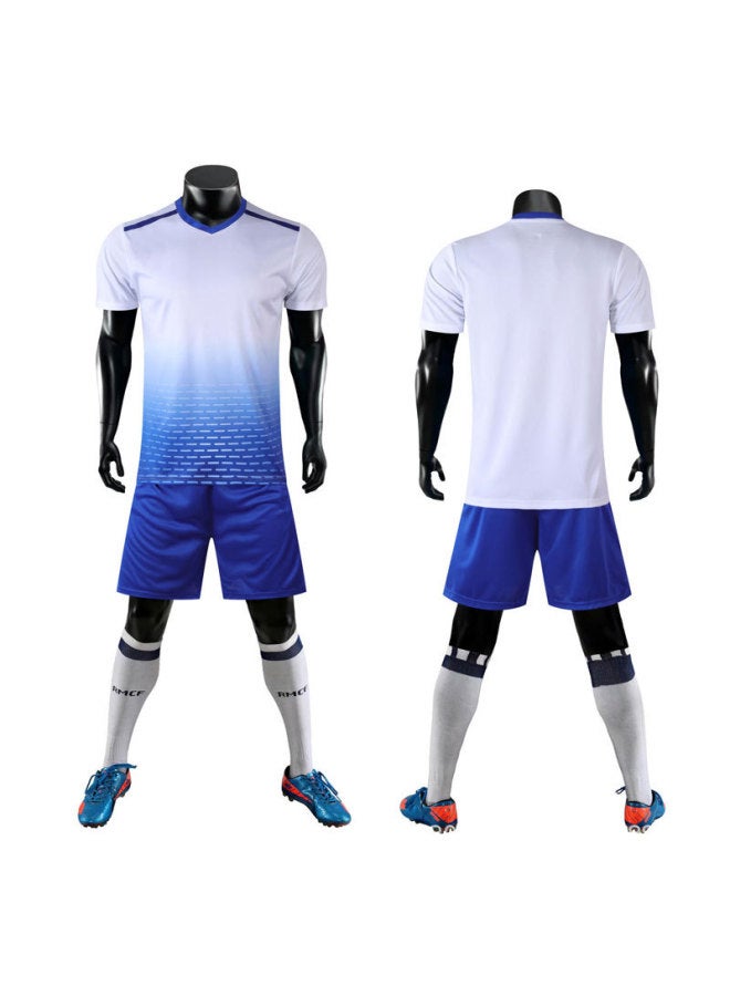 White-panel Without Lettering Children's Football Sportswear Set Customized Club Short-sleeved Football Jersey Training Uniform Adult