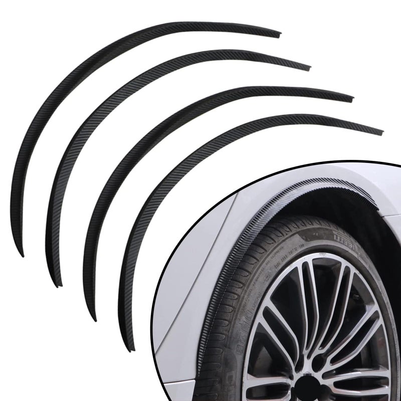ZKFAR Pack-4 Carbon Fiber Arch Wheel Header Protection Anti-scratch Pad, 28.34In Car Fender Trim Strip, Universal for Most Car Protection Decorative Accessories (Black)