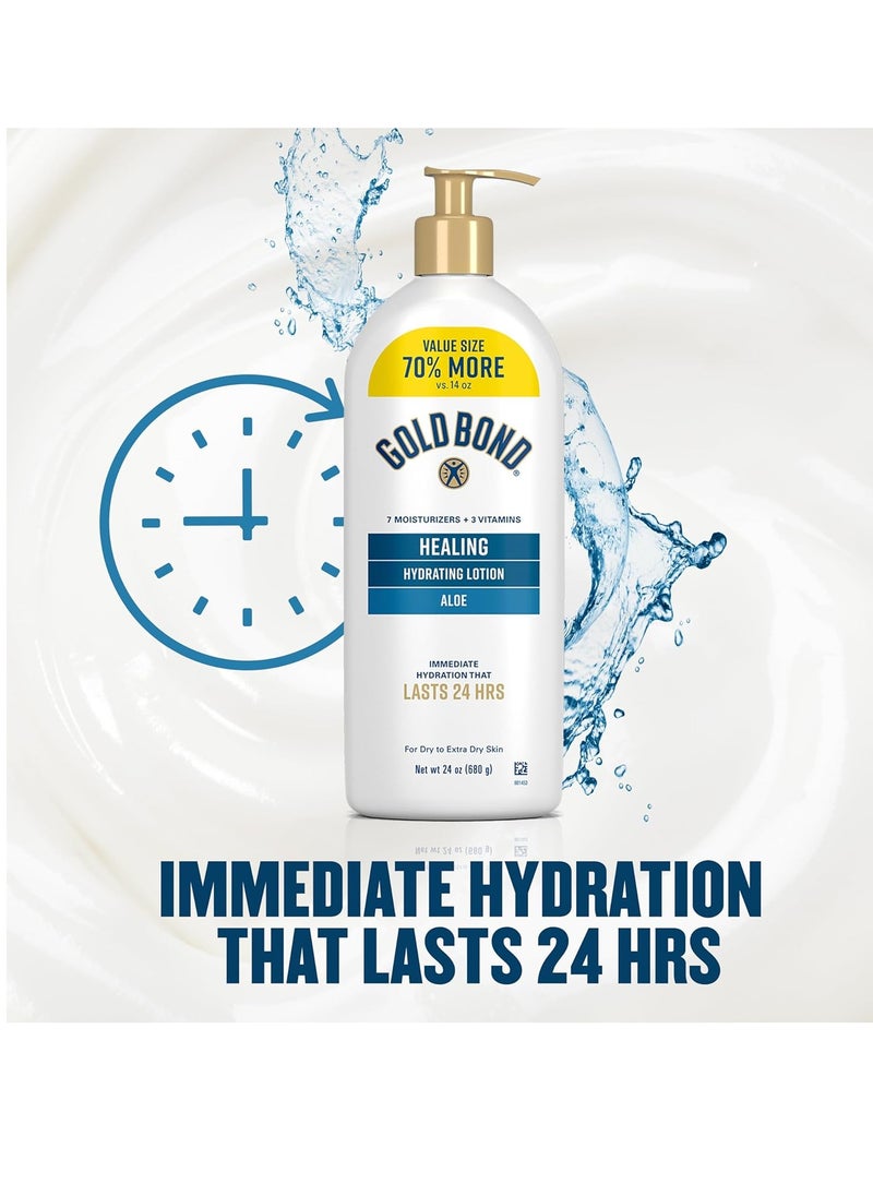 Gold Bond - Gold Bond Healing Hydrating Lotion with Aloe Moisturizes, Heals & Smooths Dry Skin, Delivers Immediate 24-Hour Hydration, Value Size, 24 oz. - Image 1