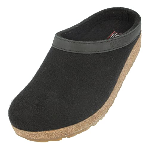 HAFLINGER Unisex GZL Leather Trimmed Wool Clogs, Black, 40EU - Image 1