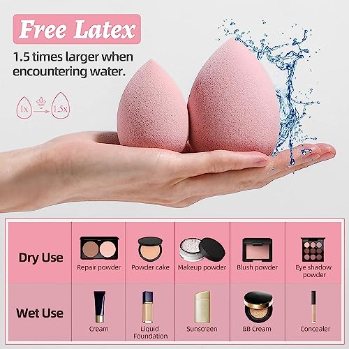 SUAKE 7in1 Professional Beauty Blender Set for Face Makeup | Makeup Sponges Set is suitable with Liquid & Creams | Sponge makeup is for all Skin Types & it is Soft Latex-Free Reusable & washable (Multicolor 4 Big + 3 Mini=7 Pcs) - Image 3