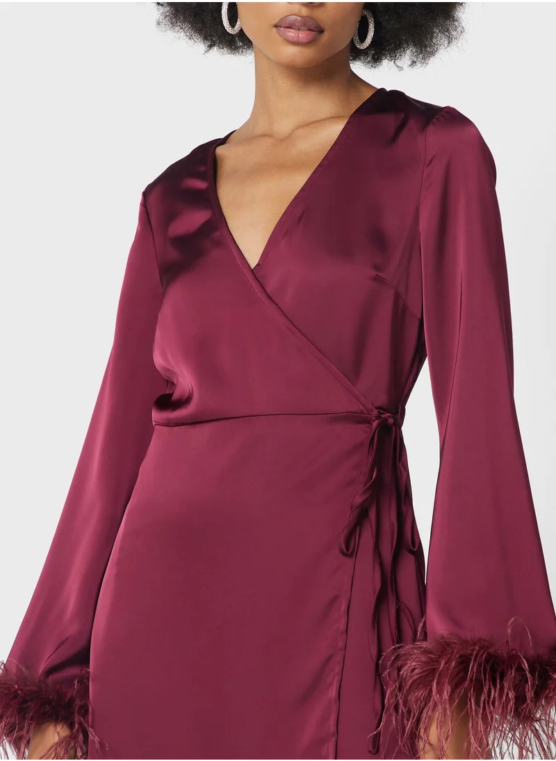 GLAMOROUS V-Neck Fringe Detail Dress