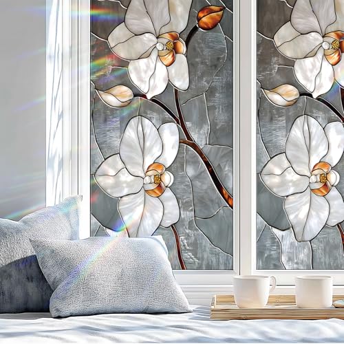AOHMPT Stained Glass Window Privacy Film Static Cling - Rainbow Glass Decorative Sun Blocking Window Covering, Non-Adhesive Removable Stickers for Home & Office, 17.5" x 39.3" - Image 4