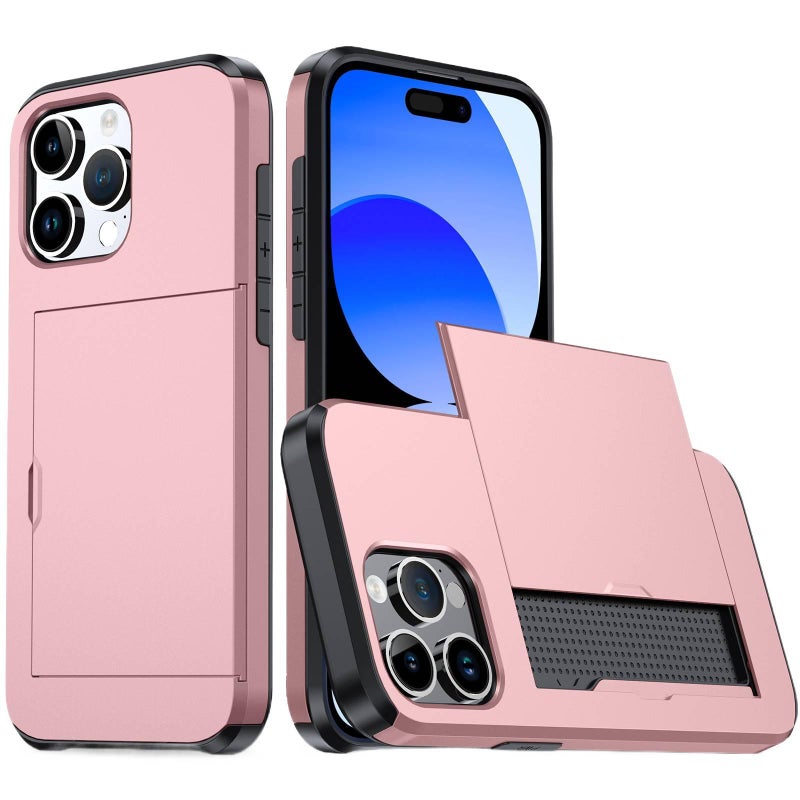 Protective Case | Rose Gold | TPU | Card Holder | Drop Protection | Shockproof Cover for iPhone 15 / 15 Plus / 15 Pro / 15 Pro Max - Image 4