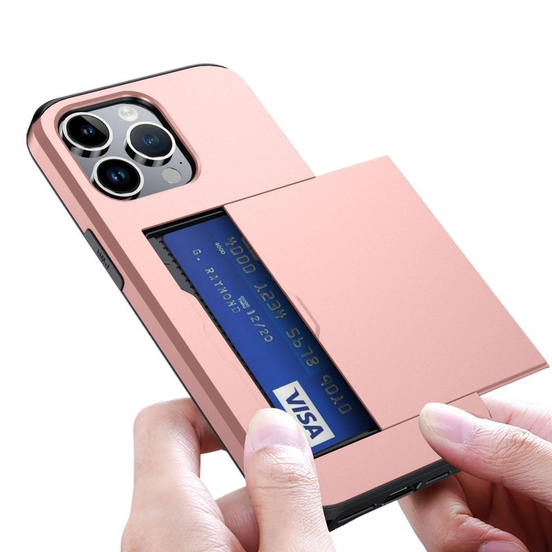 Protective Case | Rose Gold | TPU | Card Holder | Drop Protection | Shockproof Cover for iPhone 15 / 15 Plus / 15 Pro / 15 Pro Max - Image 5