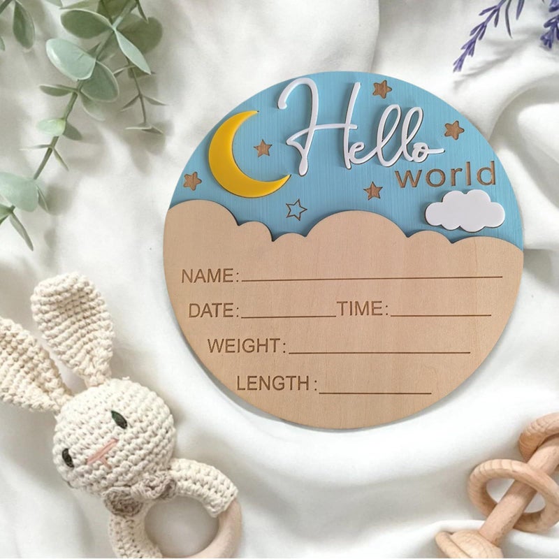 Purple Wood Newborn Announcement Sign 5.9 Inch Hospital Nursery Photo Prop - Image 4