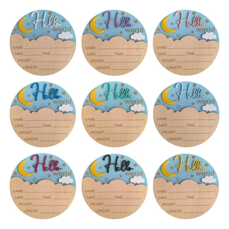 Purple Wood Newborn Announcement Sign 5.9 Inch Hospital Nursery Photo Prop - Image 5