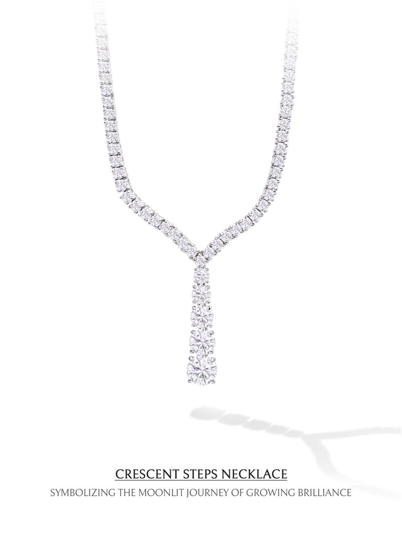 أونال قلادة "درجات الهلال" للسيدات – قلادة مرصعة بحجر الزركونيا الأبيض ومصنوعة من الفضة الإسترليني، من مجموعة الشرق الأوسط الحصرية - Image 4