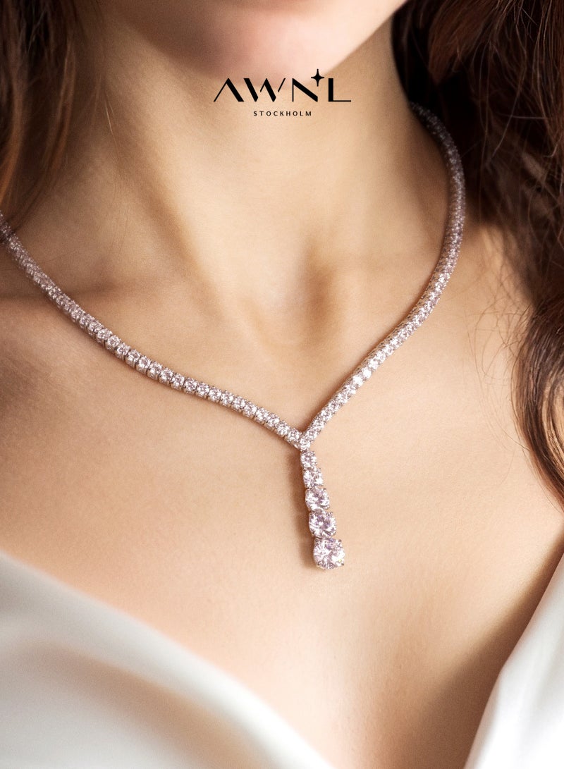 أونال قلادة "درجات الهلال" للسيدات – قلادة مرصعة بحجر الزركونيا الأبيض ومصنوعة من الفضة الإسترليني، من مجموعة الشرق الأوسط الحصرية - Image 1