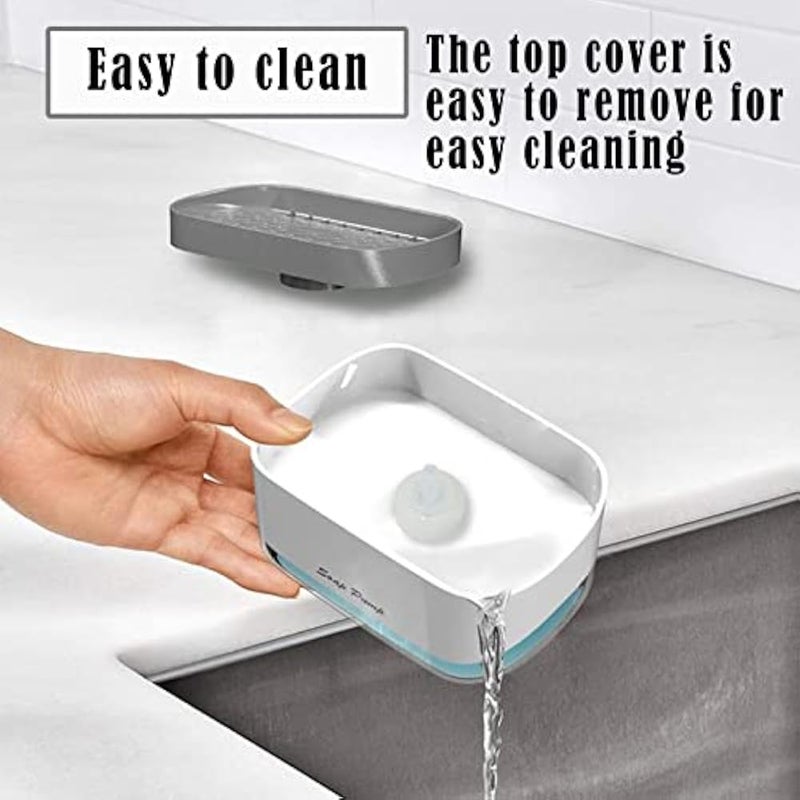 Ansook 2 in 1 Liquid Soap Dispenser with Sponge Holder, Dish Liquid Dispenser, Plastic Hand Pump Dispenser for Kitchen Sink Baths - Image 5
