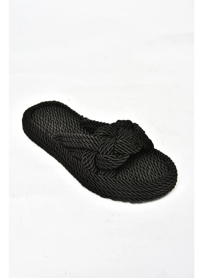 Fox Shoes S596022704 Black Rope String Straw Slippers