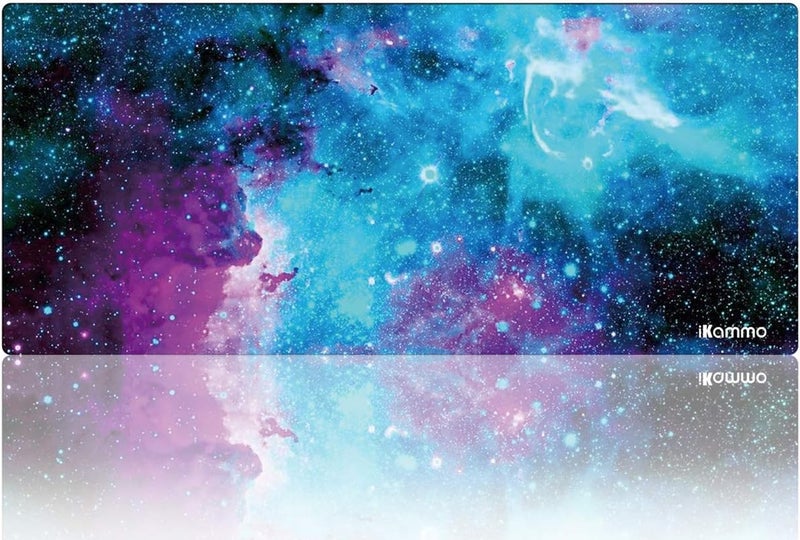 iKammo Large Galaxy Desk Mat Mouse Pad Big DeskPad Desk Cover Extended Cute Computer Mouse Pad XXL Big Office Desk Mouse MatPad with Waterproof SurfaceOptimized Gaming Surface XXL038 Blue Galaxy - Image 1