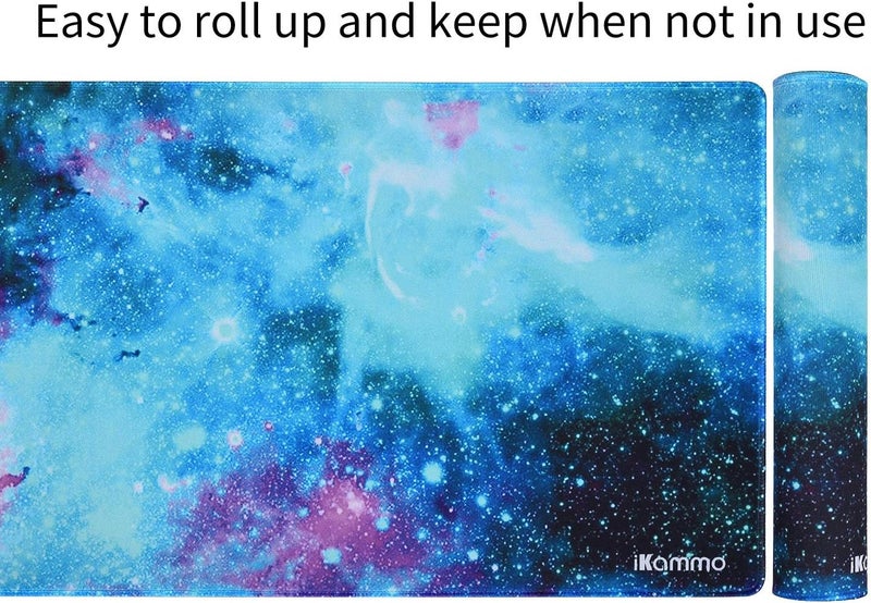 iKammo Large Galaxy Desk Mat Mouse Pad Big DeskPad Desk Cover Extended Cute Computer Mouse Pad XXL Big Office Desk Mouse MatPad with Waterproof SurfaceOptimized Gaming Surface XXL038 Blue Galaxy - Image 5