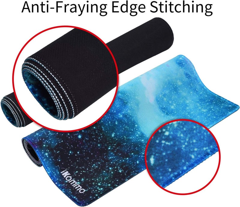 iKammo Large Galaxy Desk Mat Mouse Pad Big DeskPad Desk Cover Extended Cute Computer Mouse Pad XXL Big Office Desk Mouse MatPad with Waterproof SurfaceOptimized Gaming Surface XXL038 Blue Galaxy - Image 4