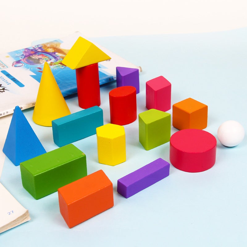 Children'S Wooden Toys Three-Dimensional Geometry Building Blocks Primary School Math Teaching Aids Rectangular Square - Image 5