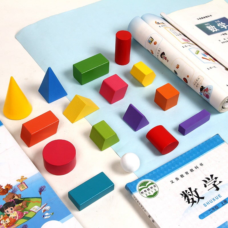 Children'S Wooden Toys Three-Dimensional Geometry Building Blocks Primary School Math Teaching Aids Rectangular Square - Image 2