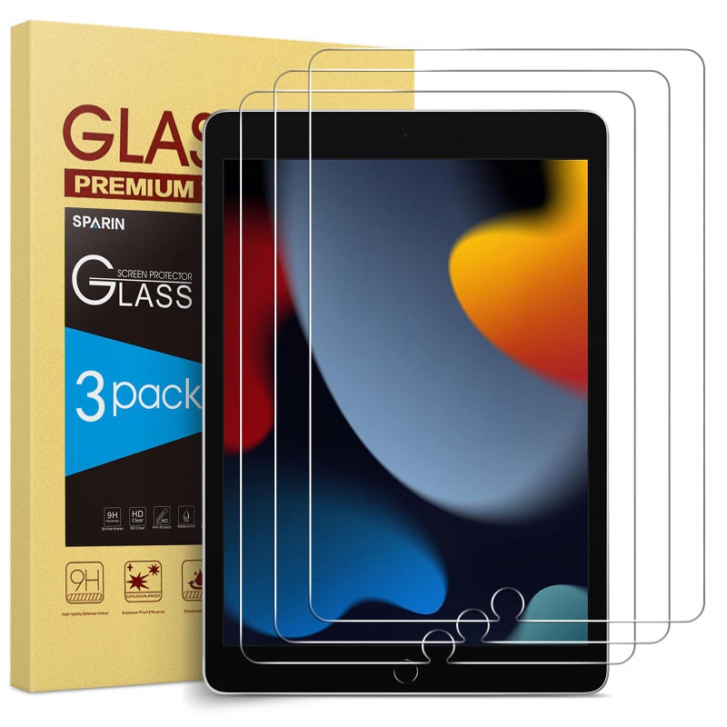 SPARIN 3 Pack Screen Protector for iPad 9th 8th 7th Generation 10.2 Inch (2021/2020/2019 Model), Tempered Glass for iPad 10.2 - Image 1