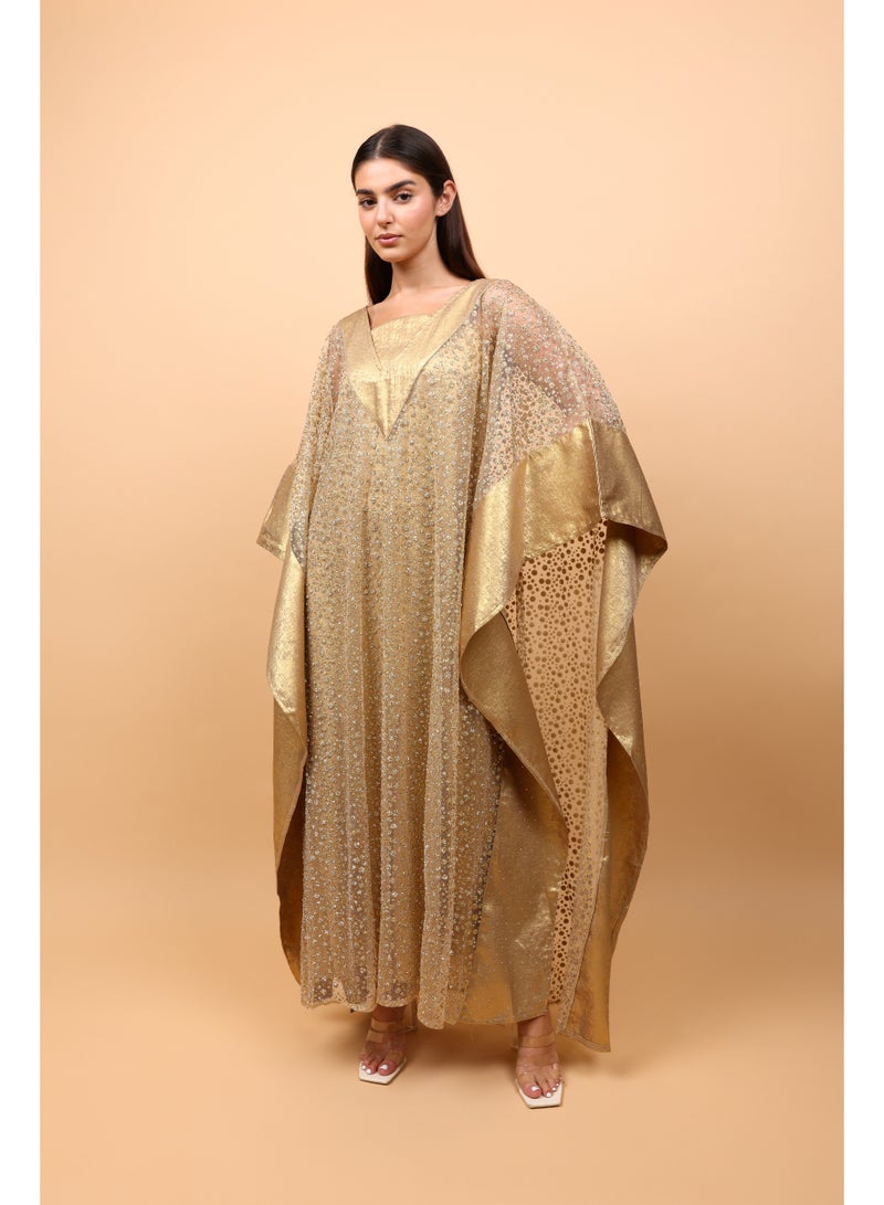 IKKXA Luxury Layered Gold Beads Jalabiya - Image 5