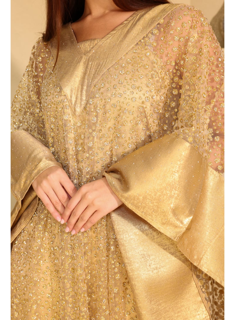 IKKXA Luxury Layered Gold Beads Jalabiya - Image 2