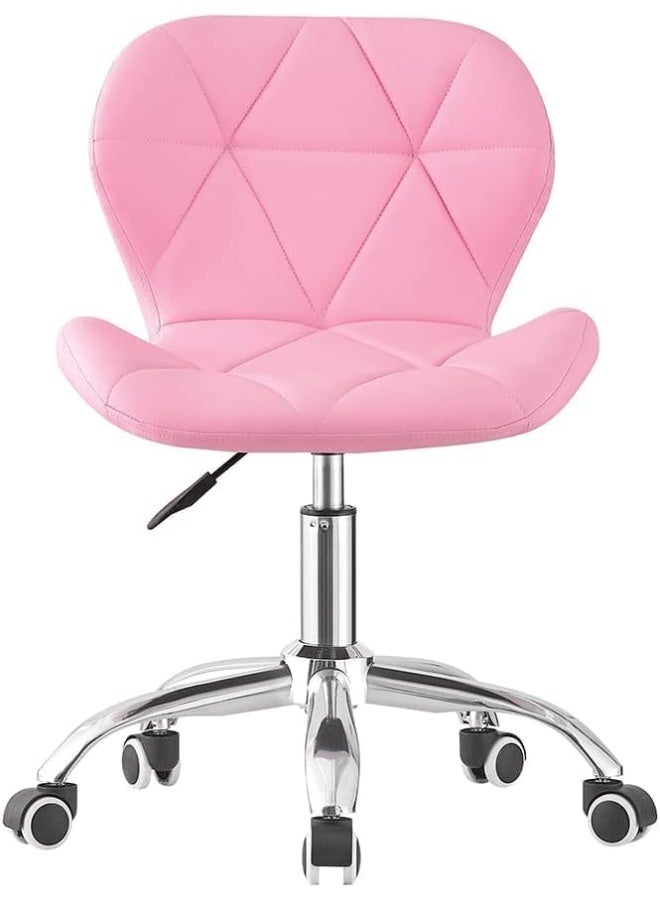 Modern Pink Desk Chair - Comfortable Study & Home Office Swivel Chair - Premium PU Leather - Height Adjustable with Chrome Legs & Lift - Perfect for Girls' Bedrooms & Studying - Image 3