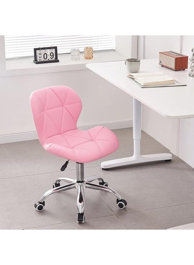 Modern Pink Desk Chair - Comfortable Study & Home Office Swivel Chair - Premium PU Leather - Height Adjustable with Chrome Legs & Lift - Perfect for Girls' Bedrooms & Studying - Image 2
