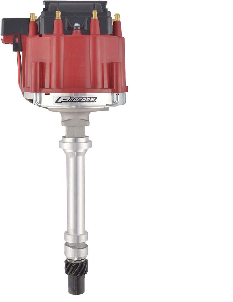 66941RM Mechanical Lockout HEI Racing Distributor with Steel Gear and Red Cap for Chevy V8
