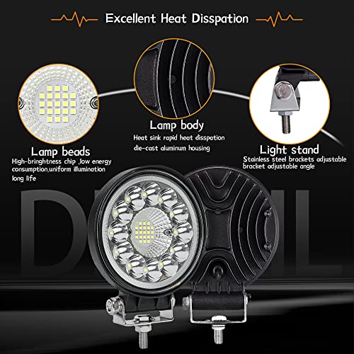 SAN YOUNG LED Light Pods for Trucks, 4 Inch LED Tractor Work Lights 120W Round Spot Off Road Driving Light for ATV UTV RV Golf Cart Lawn Mower SUV Offroad Lights, 4 Pack - Image 3