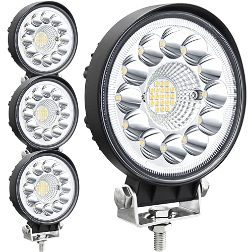 SAN YOUNG LED Light Pods for Trucks, 4 Inch LED Tractor Work Lights 120W Round Spot Off Road Driving Light for ATV UTV RV Golf Cart Lawn Mower SUV Offroad Lights, 4 Pack - Image 1