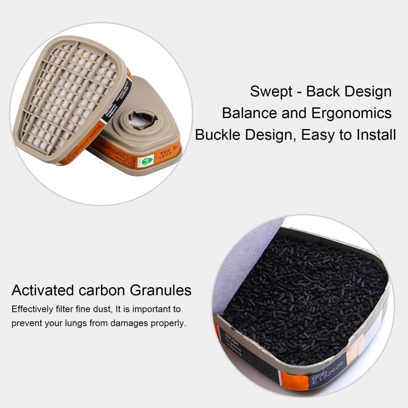 N.C Reusable Face Cover Set With Glasses For Gas Painting Dust Machine Polishing Organic Vapors With Filter Cotton Staining Car Spraying Sanding &Cutting Diy And Other Work Protection - Image 5