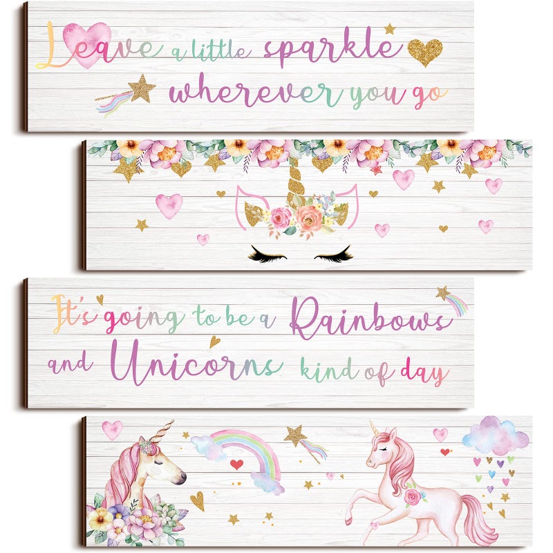 Yulejo Unicorn Rainbow Girls Room Wall Decor Unicorn Rainbow Motivational Wall Art Inspirational Art Room Decor Bedroom Decor for Girls Kids Bedroom Nursery DecorationsLovely Style