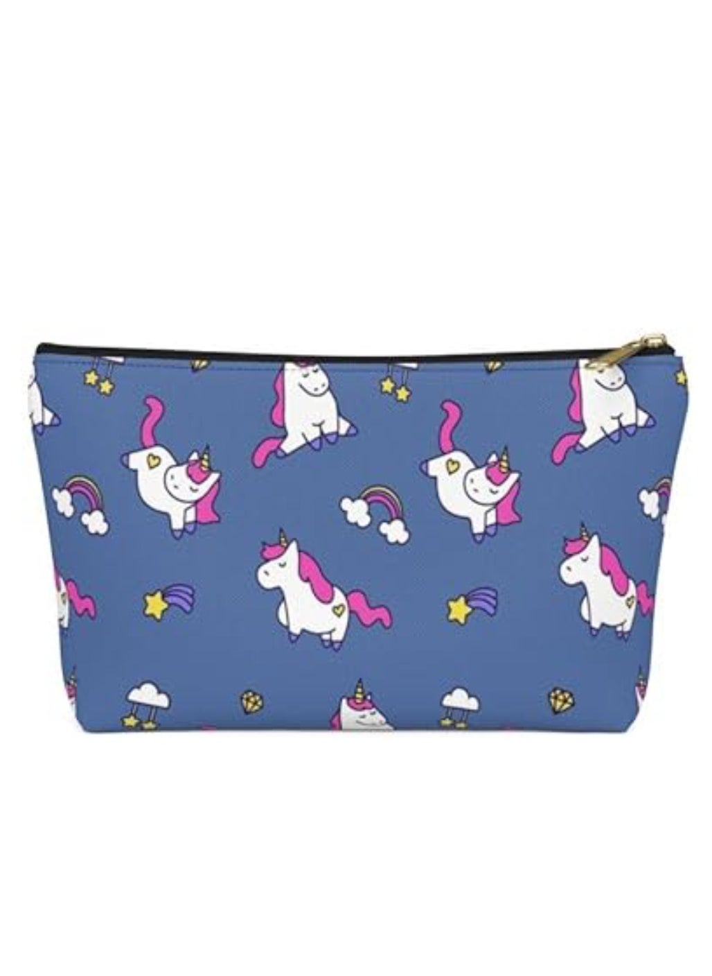 BRANDSFINITY-Tediline Regular Pouch Cosmetic Bag For Women Cute Printed Travel Pouch Large Capacity Toiletry Bag With Zipper For Travel Luggage Pouch And Bathroom, Unicorn Sky Blue 