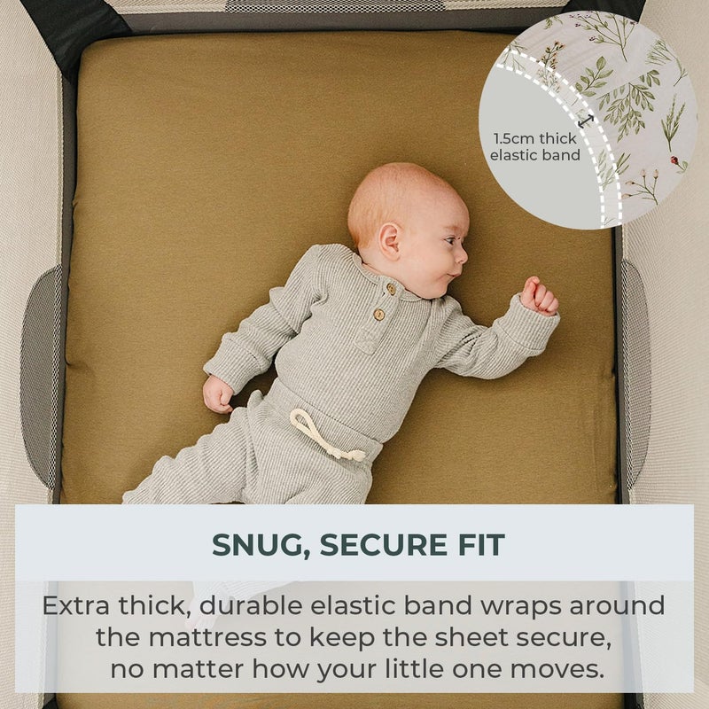 Pobibaby â€“ 2 Pack Pack N Play Sheets and Mini Crib Sheets, Premium Fitted Pack N Play Sheets for Standard Playards and Mini Cribs â€“ Ultra-Soft Jersey Knit, Safe and Snug for Baby (Gingham Khaki) - Image 4