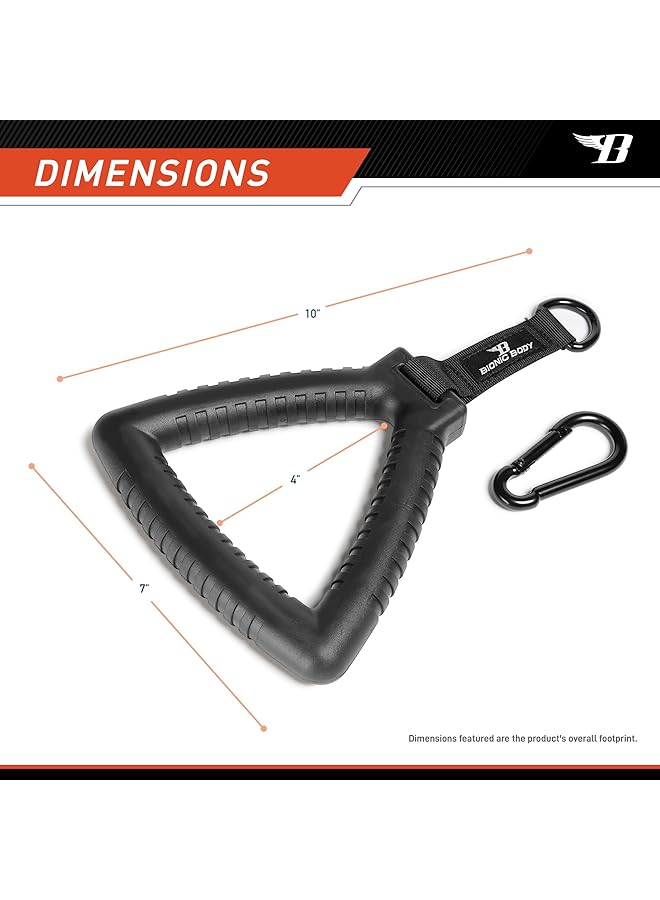Bionic Body Tri Grip Single Handle with Carabiner Clip Workout Resistance Tube Accessory BBTG 005 2.50 x 7.00 x 8.00 inches - Image 2