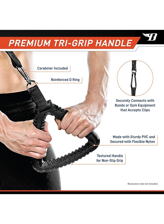 Bionic Body Tri Grip Single Handle with Carabiner Clip Workout Resistance Tube Accessory BBTG 005 2.50 x 7.00 x 8.00 inches - Image 4