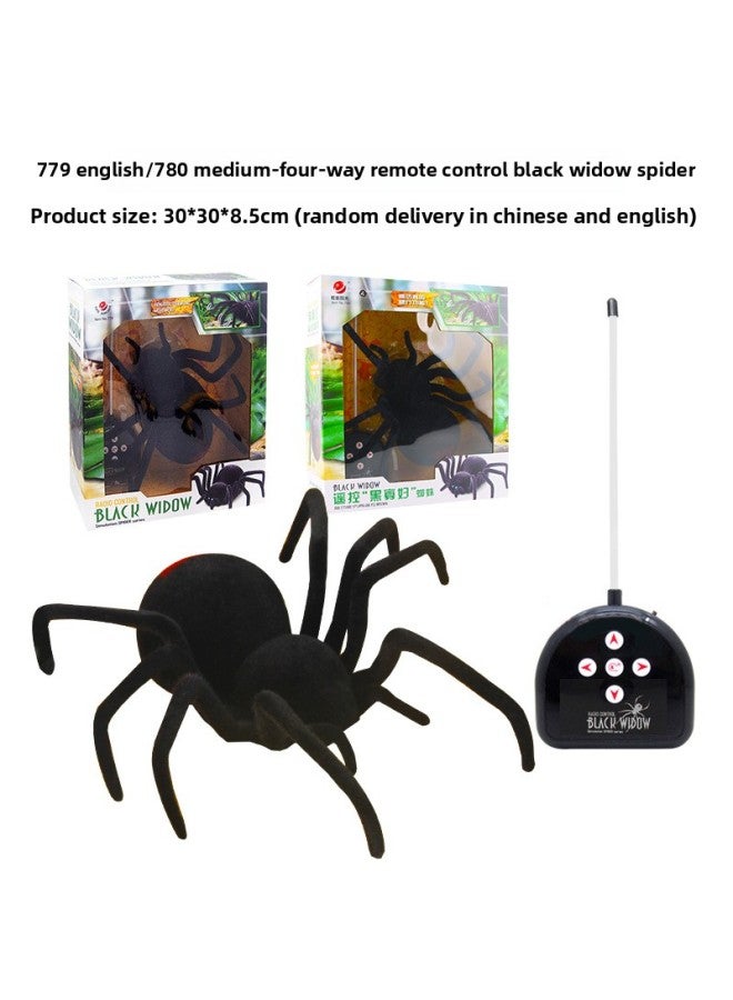 Simulation Remote Control Two-way Four-way Trick Spider Skeleton Tarantula Black Widow Mouse Rattlesnake Toy-Color:Four-way Remote Control Black Widow Spider-english 590g  - Image 1