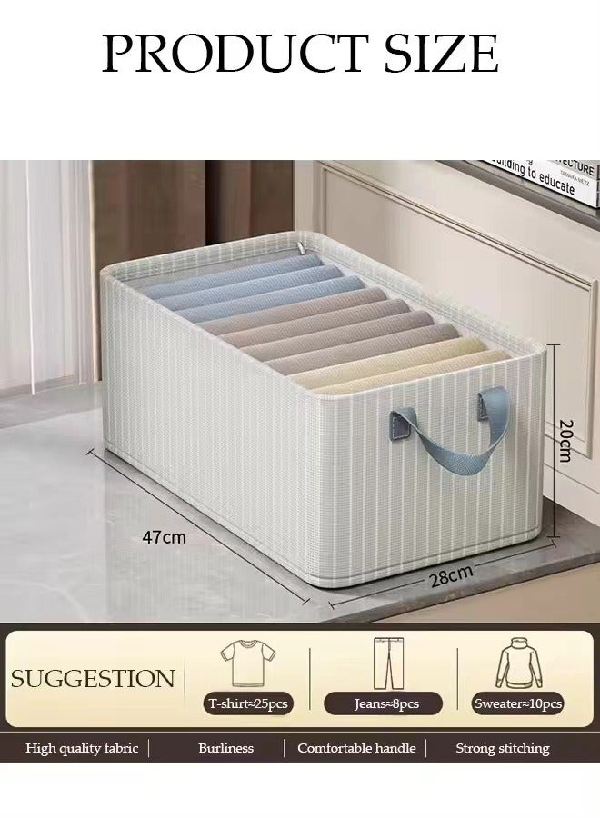 DUNISO 3 Pieces Wardrobe Clothing Storage Box Set, Visible Linen Storage Box, Foldable Wardrobe Storage Basket With Metal Frame, Sturdy Handle, Clothes And Toy Storage Box, Washable Storage Box - Image 5