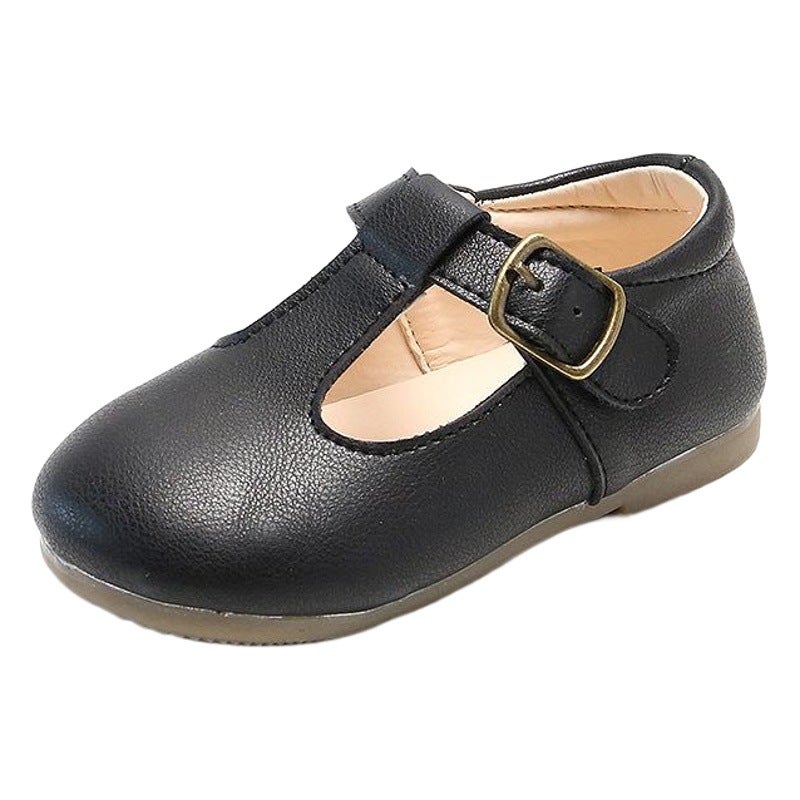 Girls'' British Style Leather Shoes 2025 Spring and Autumn Children''s Loafers Versatile Little Girls'' Single Shoes Breathable Baby Shoes - Image 1