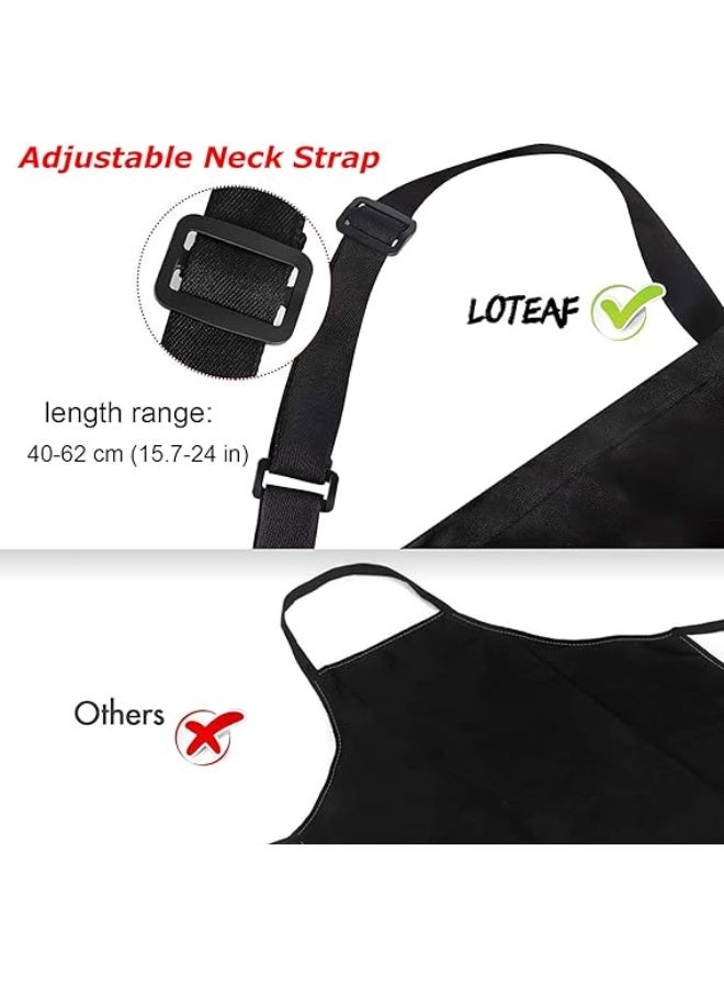 4-Pack Chef Apron Set, Black Waterproof Aprons with 2 Pockets, Adjustable Kitchen Aprons for BBQ, Cooking, Baking, Gardening and Restaurant Use - Image 3