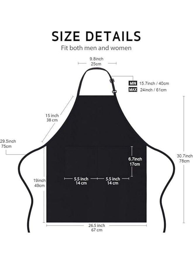 4-Pack Chef Apron Set, Black Waterproof Aprons with 2 Pockets, Adjustable Kitchen Aprons for BBQ, Cooking, Baking, Gardening and Restaurant Use - Image 2