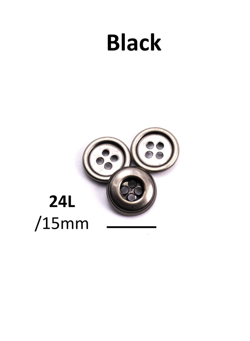 26pcs Round Metal Button Set. Sewing metal Button for Unisex. (Black Color)  - Image 2