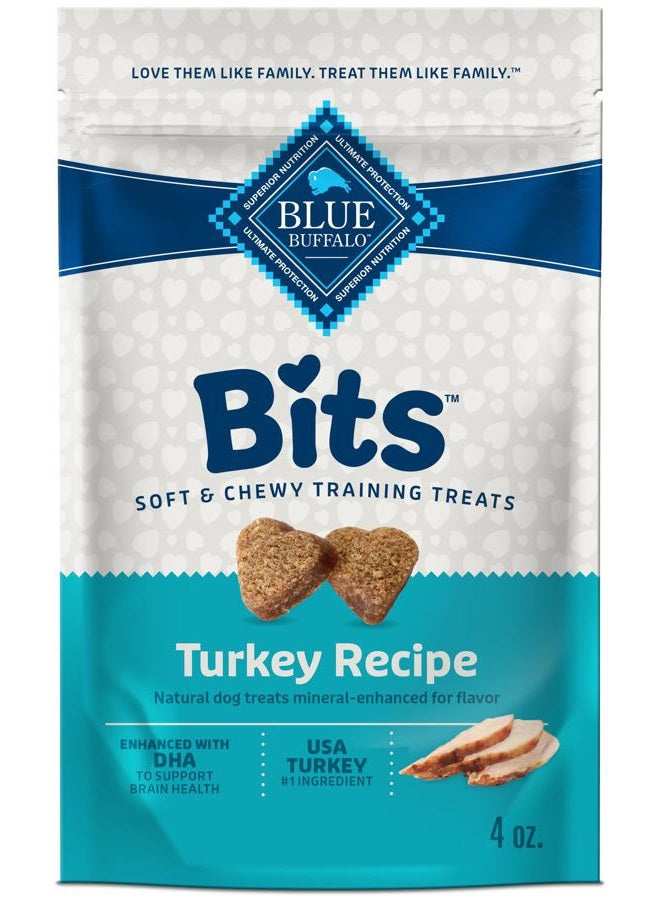 Blue Buffalo Bits Soft Dog Treats for Training, Made With Natural Ingredients & Enhanced with DHA, Turkey Recipe, 4-oz Bag - Image 1