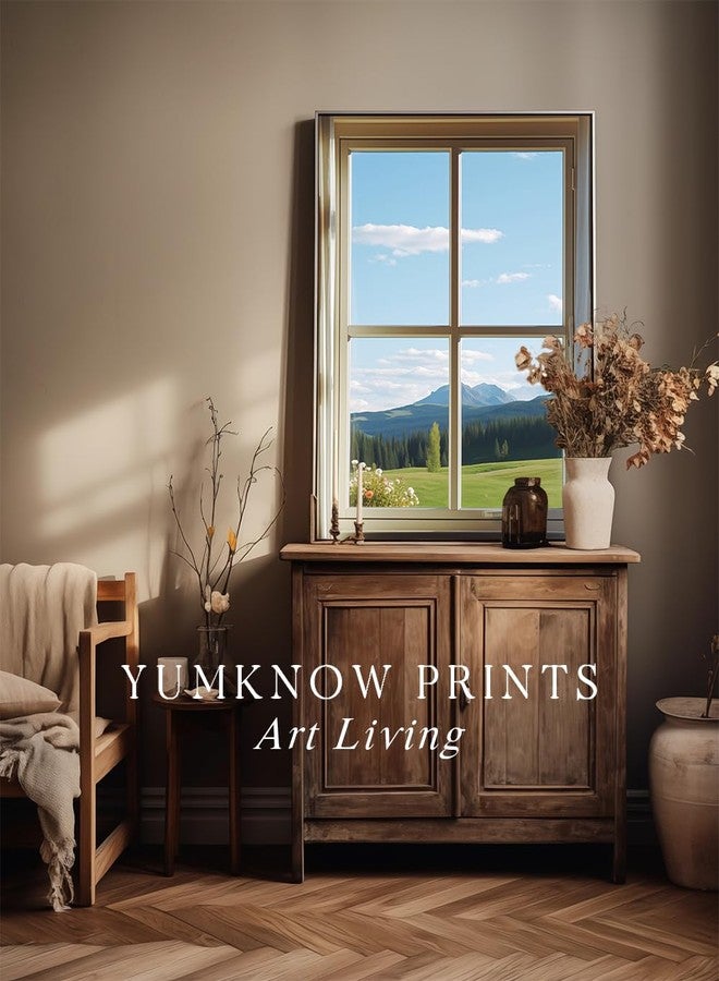 YUMKNOW Rolled Canvas 24x36 Print Wall Decor - Windows View to Nature Wall Art - Decoration Bedroom, Living Room Office - Serene Tranquil Sunshine Meadow Photograh Flower Floral Mountain - Summer Swiss Alps - Image 3