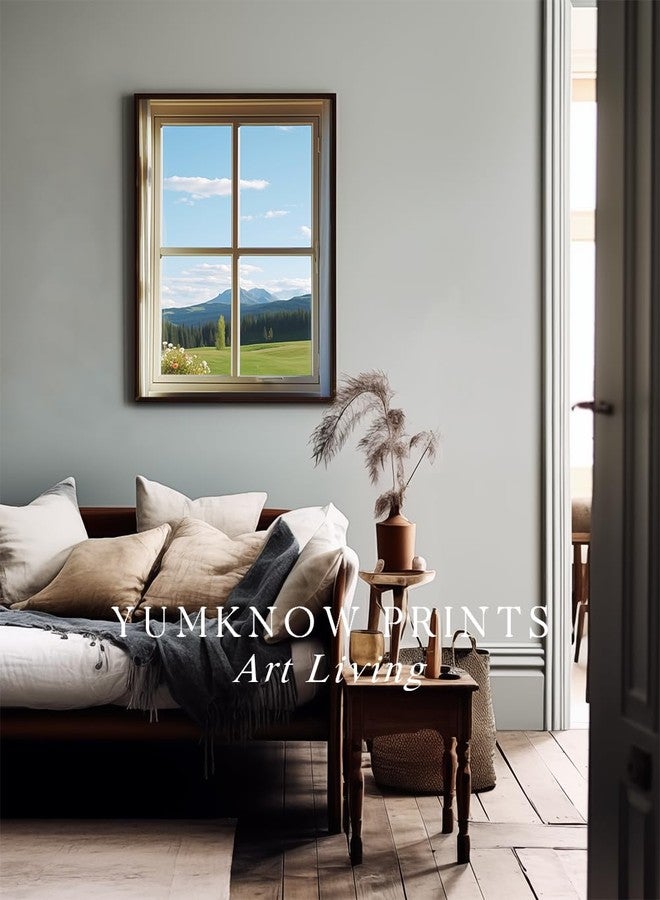 YUMKNOW Rolled Canvas 24x36 Print Wall Decor - Windows View to Nature Wall Art - Decoration Bedroom, Living Room Office - Serene Tranquil Sunshine Meadow Photograh Flower Floral Mountain - Summer Swiss Alps - Image 4