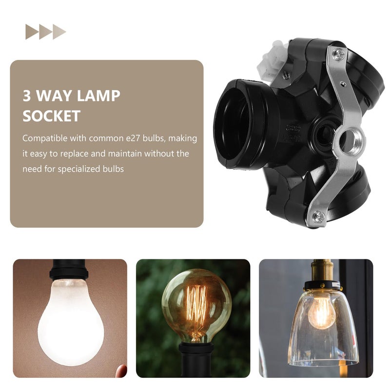 Three Way Lamp Socket With Bracket And Cable For Table Floor Lamps Black - Image 4
