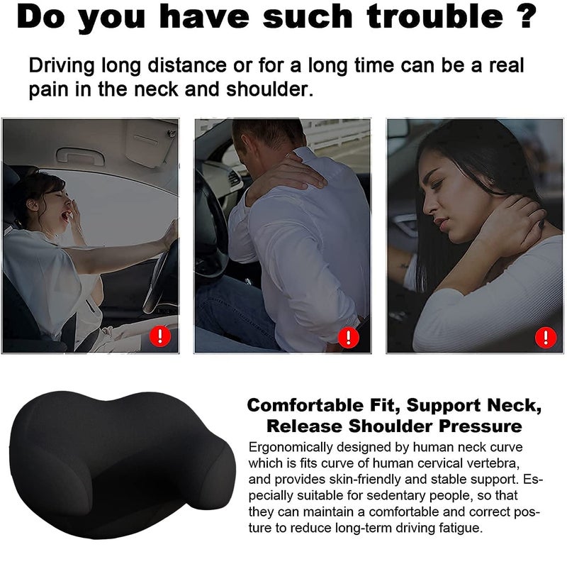 HOLDCY Car Seat Headrest Pillow, Ergonomic Design Memory Foam Neck Support Pillow Head, for Support to Our Necks, Shoulders, and Heads, for Sleeping and Resting in Home, Work, Car (Black) - Image 2