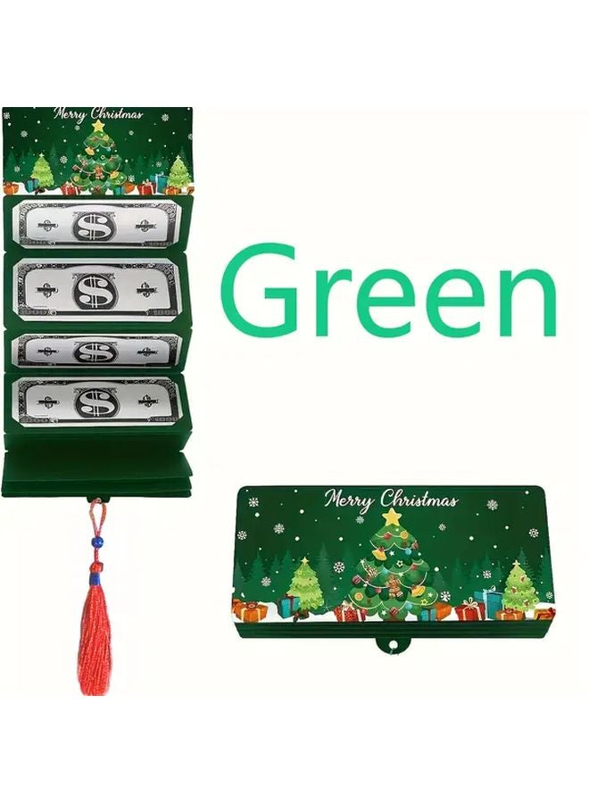 Green Christmas Cash Bag Gift Card Holder Set 10 Compartment Durable Mat Material Holiday Decorations - Image 1